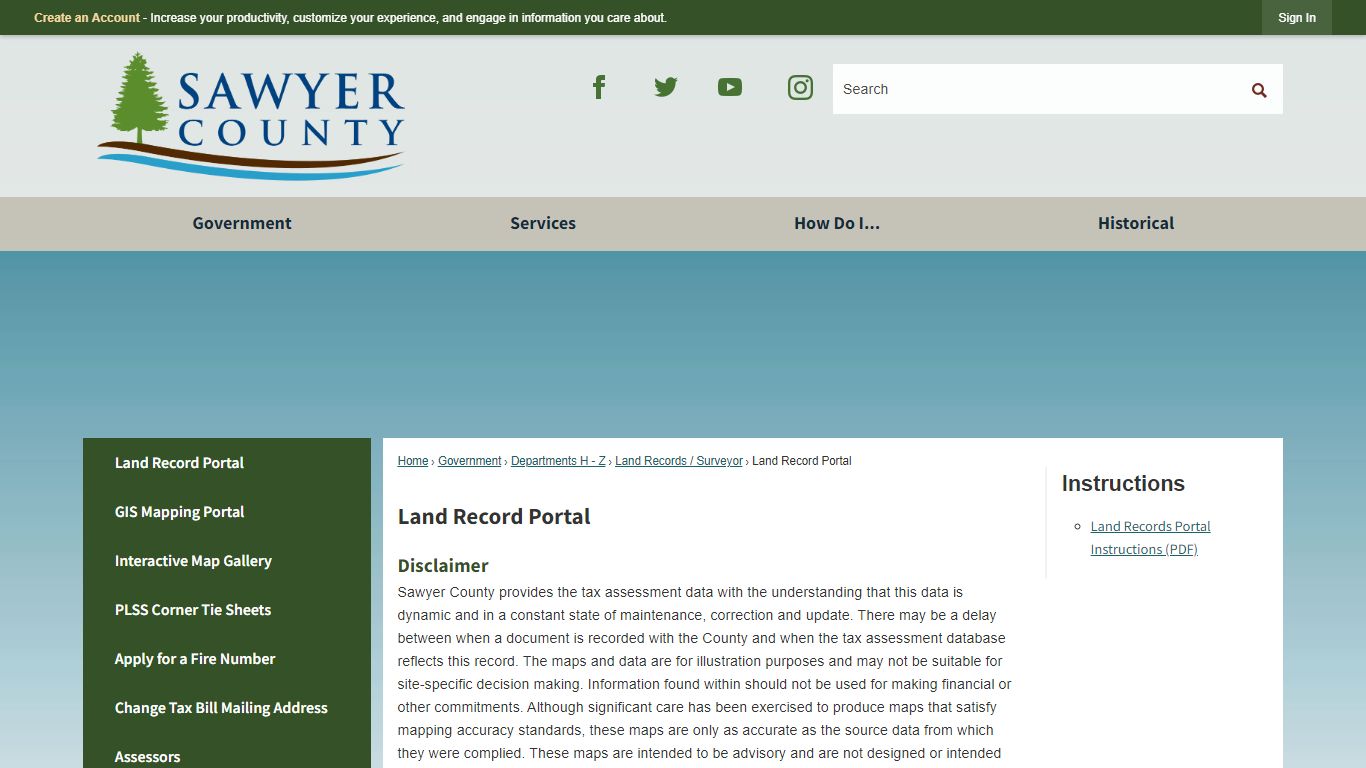 Land Record Portal | Sawyer County, WI