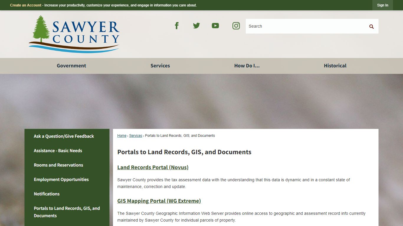 Portals to Land Records, GIS, and Documents | Sawyer County, WI
